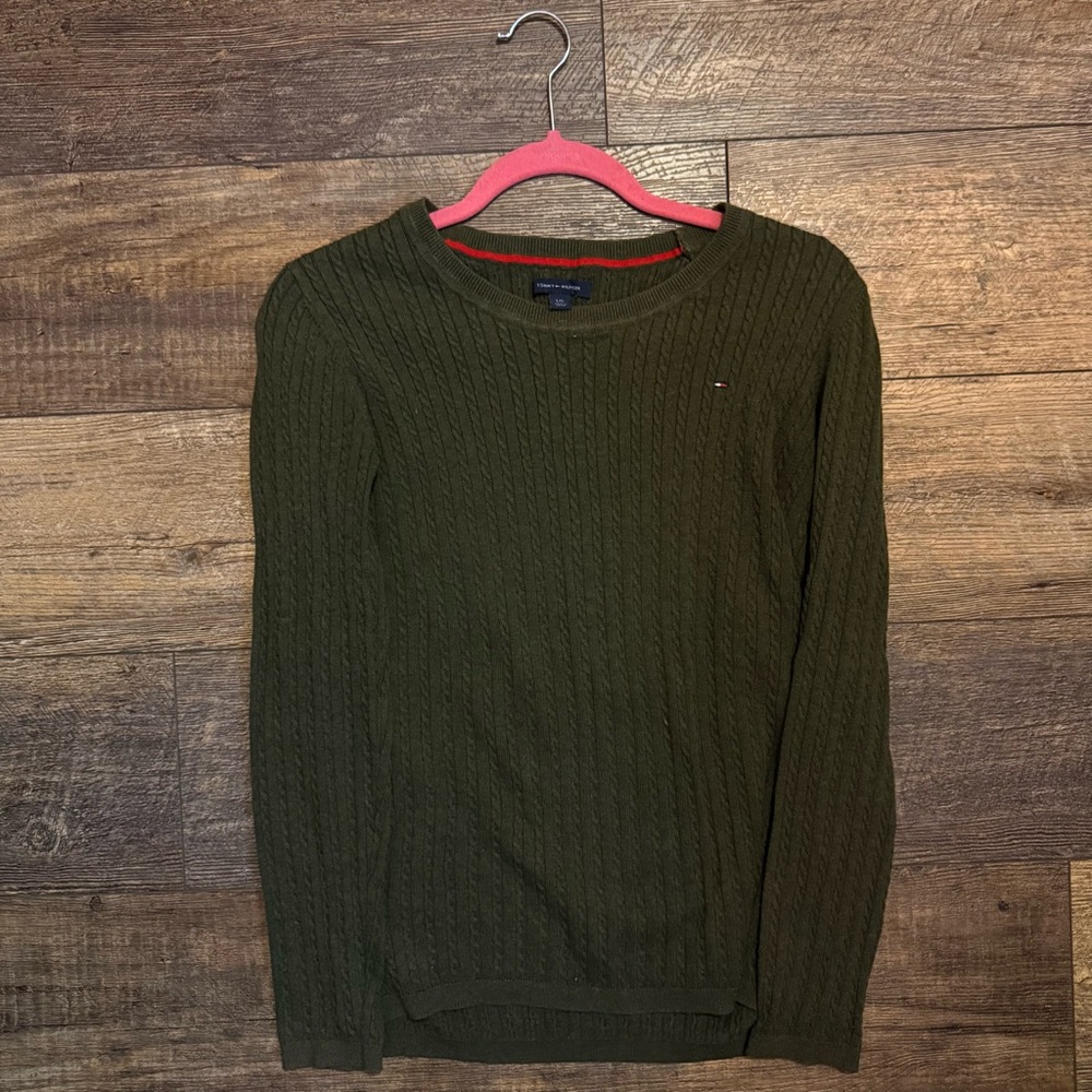 Tommy Hilfiger Green Crewneck Sweater Fine Knit